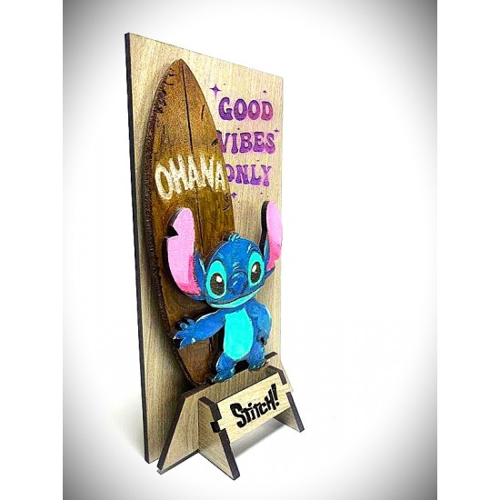 DÜKKAN DESİGN LAZER KAZIMA EL BOYAMA STITCH AHŞAP BİBLO