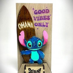 DÜKKAN DESİGN LAZER KAZIMA EL BOYAMA STITCH AHŞAP BİBLO