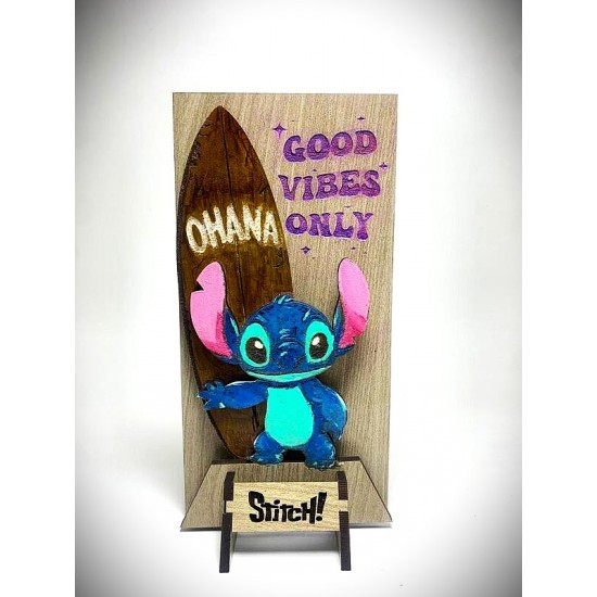 DÜKKAN DESİGN LAZER KAZIMA EL BOYAMA STITCH AHŞAP BİBLO
