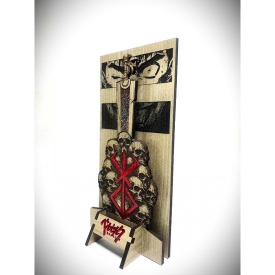 DÜKKAN DESİGN LAZER KAZIMA EL BOYAMA BERSERK AHŞAP BİBLO