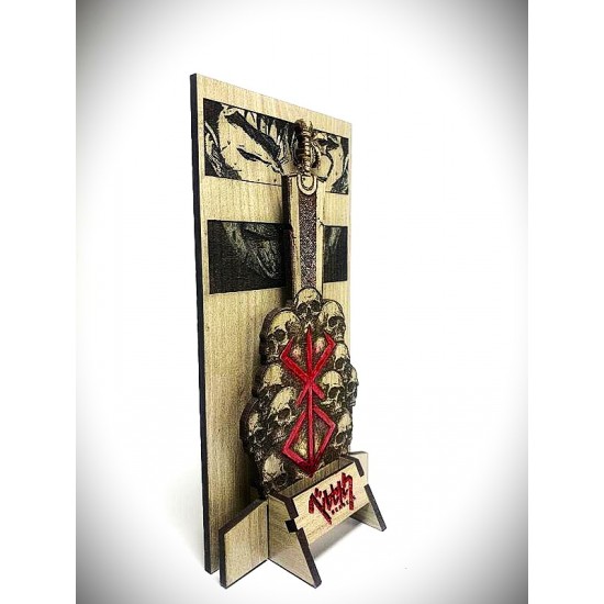 DÜKKAN DESİGN LAZER KAZIMA EL BOYAMA BERSERK AHŞAP BİBLO