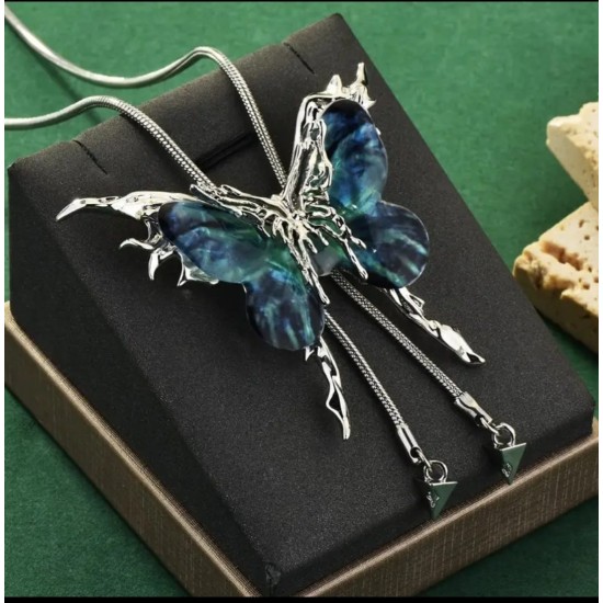 DÜKKAN DESİGN TİTANYUM AYARLANABİLİR KUBİK ZİRKON KELEBEK KOLYE