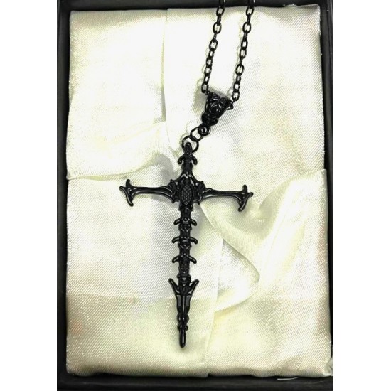 DÜKKAN DESİGN SİYAH  GOTİK İSKELET HAÇ KOLYE