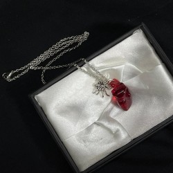 DÜKKAN DESİGN ANATOMİK CAM KALP VE ÖRÜMCEK KOLYE