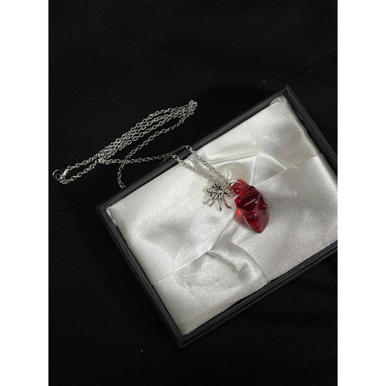 DÜKKAN DESİGN ANATOMİK CAM KALP VE ÖRÜMCEK KOLYE