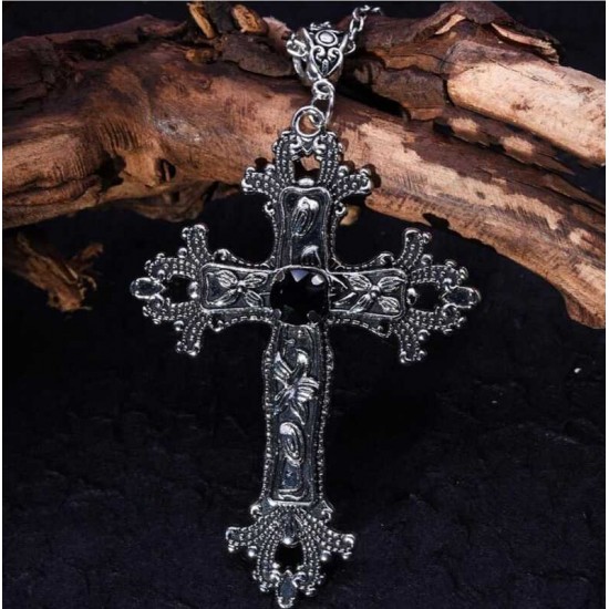 DÜKKAN DESİGN SİYAH RÖNESANS HAÇ KOLYE