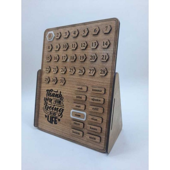 DÜKKAN DESİGN AHŞAP THANK OU FOR BEİNG in MY LİFE  SONSUZ TAKVİM
