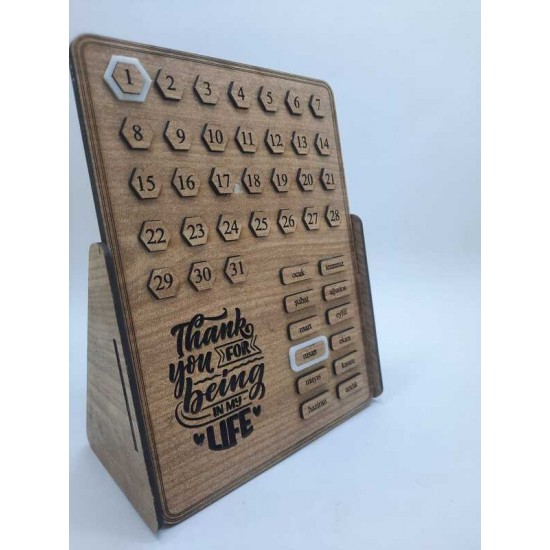 DÜKKAN DESİGN AHŞAP THANK OU FOR BEİNG in MY LİFE  SONSUZ TAKVİM