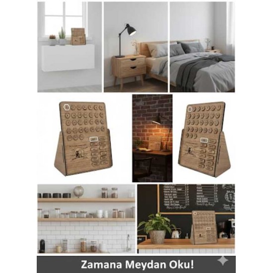 DÜKKAN DESİGN SENİ SEVMENİN ZAMANIMI OLUR AHŞAP SONSUZ TAKVİM
