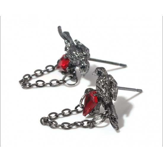 DÜKKAN DESİGN LOVE and DEEP SPACE BLACK CROW EARRİNGS KÜPE