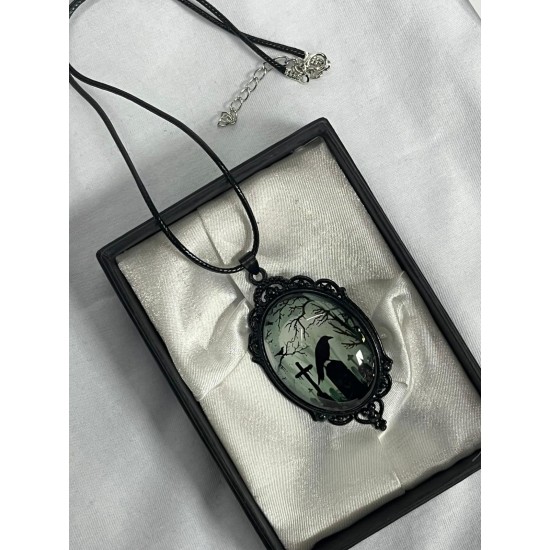 DÜKKAN DESİGN RAVEN CROW GOTİK KOLYE