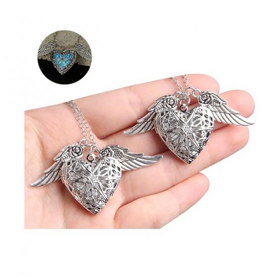 DÜKKAN DESİGN UÇAN KALP FOSFORLU FOTOĞRAF KOLYESİ