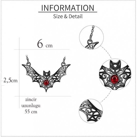 DÜKKAN DESİGN GOTİK YARASA KOLYE