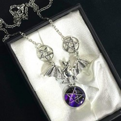 DÜKKAN DESİGN PENTAGRAM GOTİK YARASA KOLYE