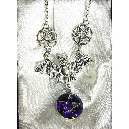 DÜKKAN DESİGN PENTAGRAM GOTİK YARASA KOLYE