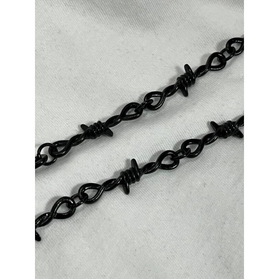 DÜKKAN DESİGN DİKENLİ KALP VE ZİNCİR GOTİK KOLYE