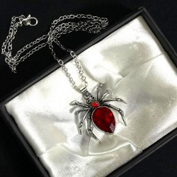 DÜKKAN DESİGN KIRMIZI TAŞLI ÖRÜMCEK PİNTEREST  KOLYE