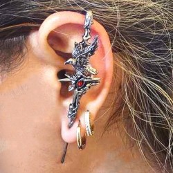 DÜKKAN DESİGN LOVE and DEEP SPACE RED STONE  EYES ELF KÜPE