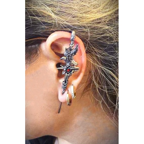 DÜKKAN DESİGN LOVE and DEEP SPACE RED STONE  EYES ELF KÜPE