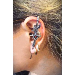 DÜKKAN DESİGN LOVE and DEEP SPACE RED STONE  EYES ELF KÜPE