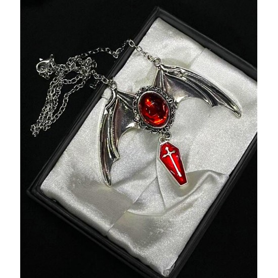 DÜKKAN DESİGN GOTİK BAT CROSS TABUT KOLYE