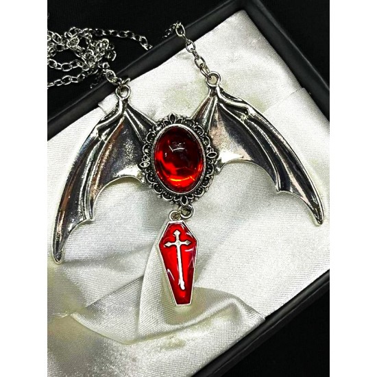 DÜKKAN DESİGN GOTİK BAT CROSS TABUT KOLYE