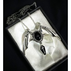 DÜKKAN DESİGN GOTİK BLACK BAT CROSS TABUT KOLYE