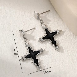 DÜKKAN DESİGN BLACK STAR CROSS YILDIZLI HAÇ KÜPE