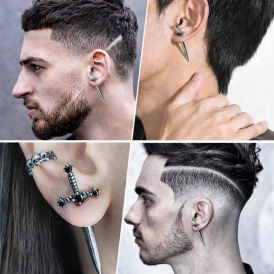 DÜKKAN DESİGN '2ADET PİERCİNG MODELİ VİDALI KILIÇ KÜPE