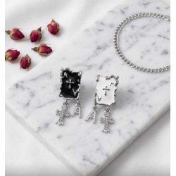 DÜKKAN DESİGN BLACK and WHİTE CROSS KÜPE