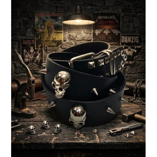 DÜKKAN DESİGN SKULL PUNK SUNİ DERİ KEMER