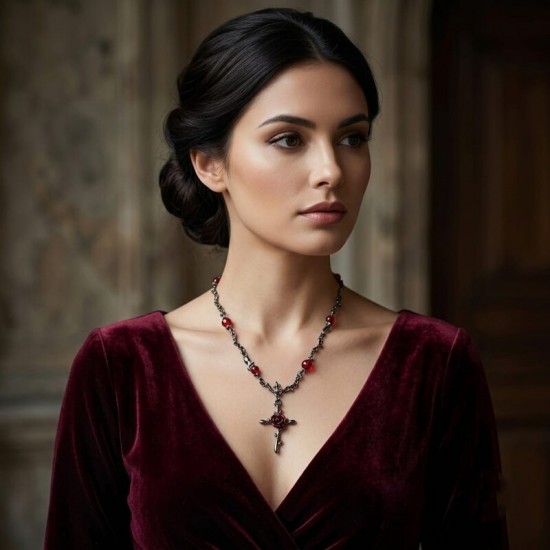 DÜKKAN DESİGN LOVE AND DEEP SPİCE ROSE CROSS KOLYE