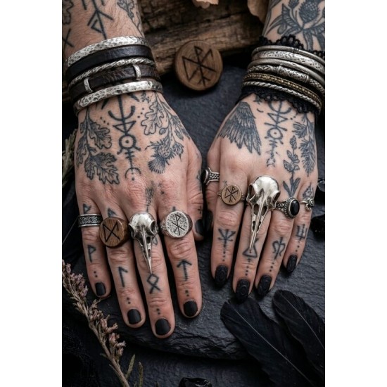 DÜKKAN DESİGN AYARLANABİLİR RAVEN SKULL YÜZÜK