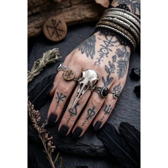 DÜKKAN DESİGN AYARLANABİLİR RAVEN SKULL YÜZÜK