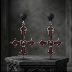 DÜKKAN DESİGN CRİMSON NİGHT STAR TERS HAÇ KÜPE